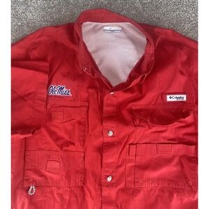 Ole Miss Rebels Columbia PFG Omni Shield Shirt Men XXL Vented Wick Solid Pattern